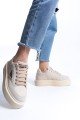 PRAG Bağcıklı Ortopedik Taban Desenli Kadın Sneaker Spor Ayakkabı CKT - Krem PRAG Bağcıklı Ortopedik Taban Desenli Kadın Sneaker Spor Ayakkabı CKT - Krem