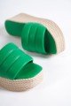 REINA Dolgu Topuklu Ortopedik Taban Hasır Görünümlü Kadın Terlik CKT - Yeşil REINA Dolgu Topuklu Ortopedik Taban Hasır Görünümlü Kadın Terlik CKT - Yeşil