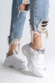 TOKYO Bağcıklı Ortopedik Taban Triko Detaylı Kadın Spor Ayakkabı TBT - Beyaz/Gri TOKYO Bağcıklı Ortopedik Taban Triko Detaylı Kadın Spor Ayakkabı TBT - Beyaz/Gri