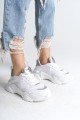 TOKYO Bağcıklı Ortopedik Taban Triko Detaylı Kadın Spor Ayakkabı TBT - Beyaz/Gri TOKYO Bağcıklı Ortopedik Taban Triko Detaylı Kadın Spor Ayakkabı TBT - Beyaz/Gri