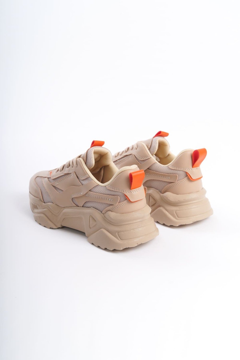 TOKYO Bağcıklı Ortopedik Taban Triko Detaylı Kadın Spor Ayakkabı TTT - Ten/Turuncu TOKYO Bağcıklı Ortopedik Taban Triko Detaylı Kadın Spor Ayakkabı TTT - Ten/Turuncu