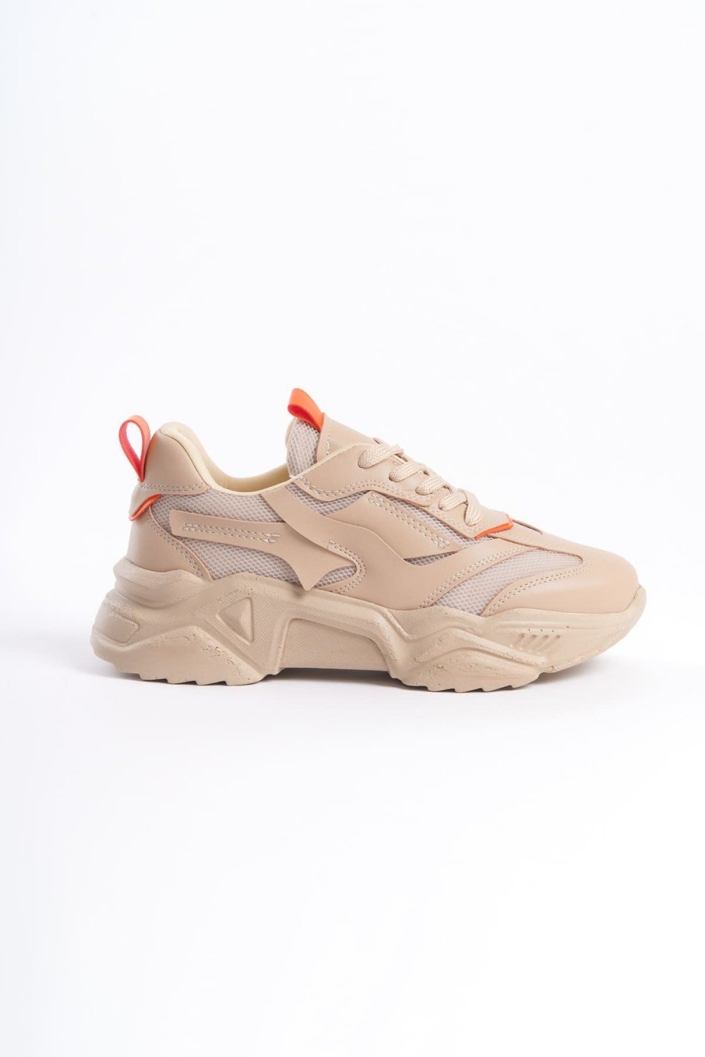 TOKYO Bağcıklı Ortopedik Taban Triko Detaylı Kadın Spor Ayakkabı TTT - Ten/Turuncu TOKYO Bağcıklı Ortopedik Taban Triko Detaylı Kadın Spor Ayakkabı TTT - Ten/Turuncu