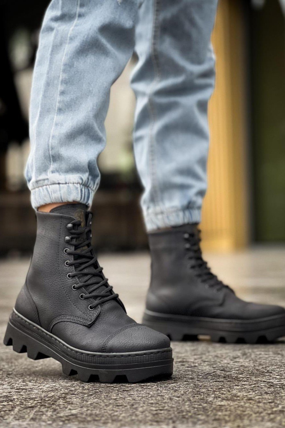 KN-B-023 Knack Yüksek Taban Ayakkabı Siyah (Siyah Taban)