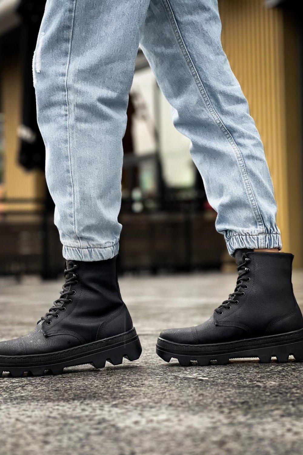 KN-B-023 Knack Yüksek Taban Ayakkabı Siyah (Siyah Taban)