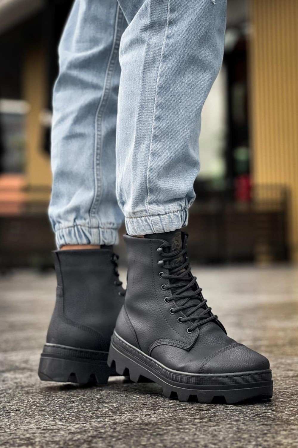 KN-B-023 Knack Yüksek Taban Ayakkabı Siyah (Siyah Taban)