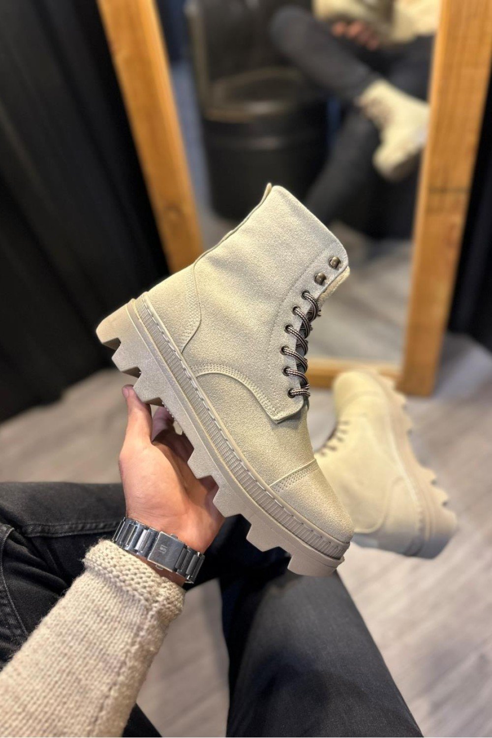 KN-B-023 Knack Yüksek Taban Ayakkabı Vizon Süet