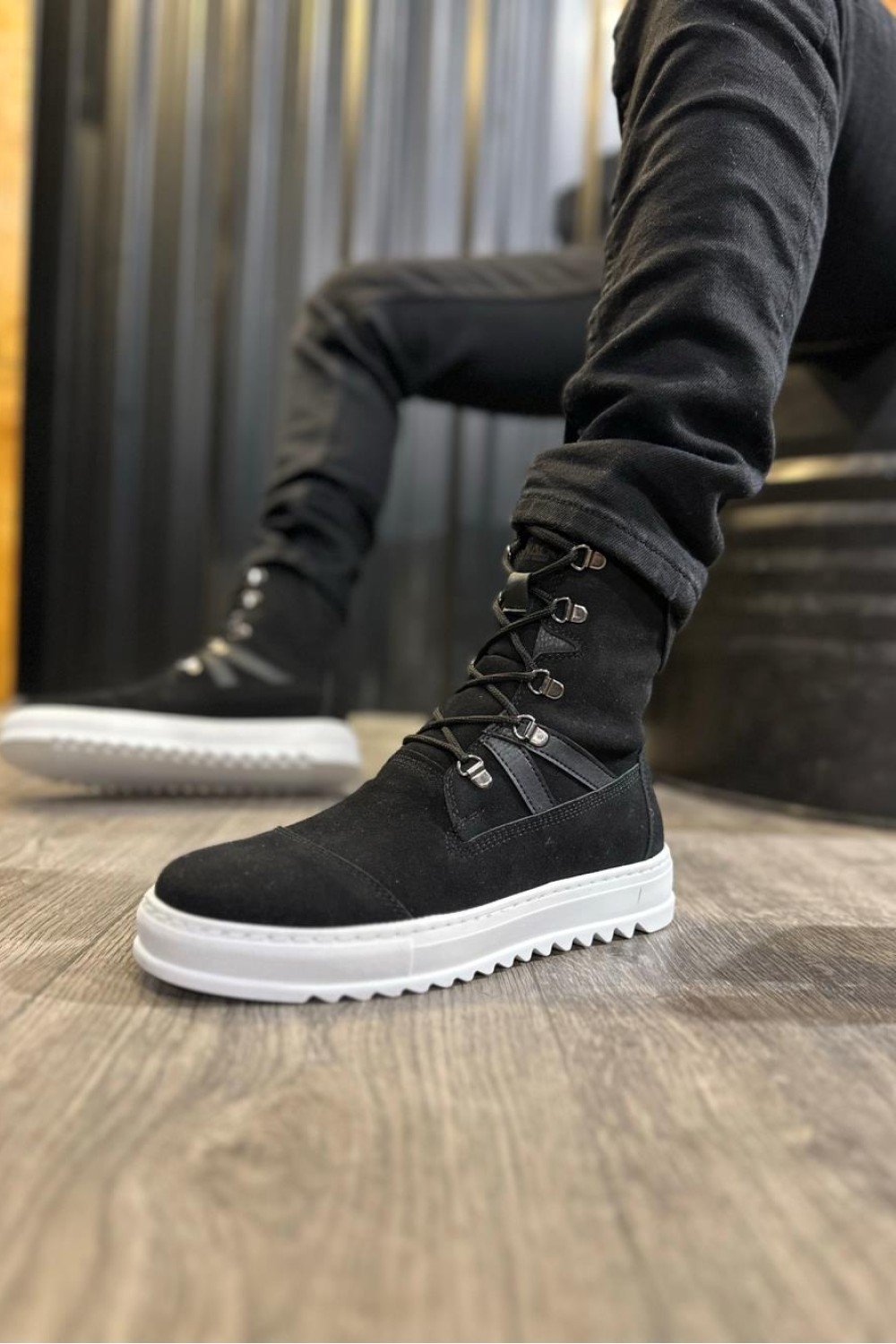 KN-B12 Knack Erkek Spor Bot Siyah Süet (Beyaz Taban)