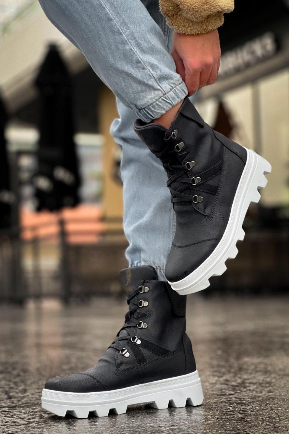 KN-B14 Knack Erkek Spor Bot Siyah (Beyaz Taban)