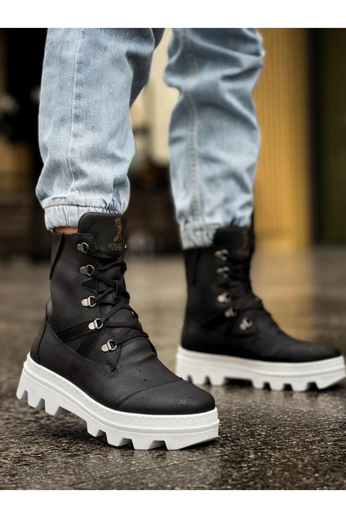 KN-B14 Knack Erkek Spor Bot Siyah (Beyaz Taban)