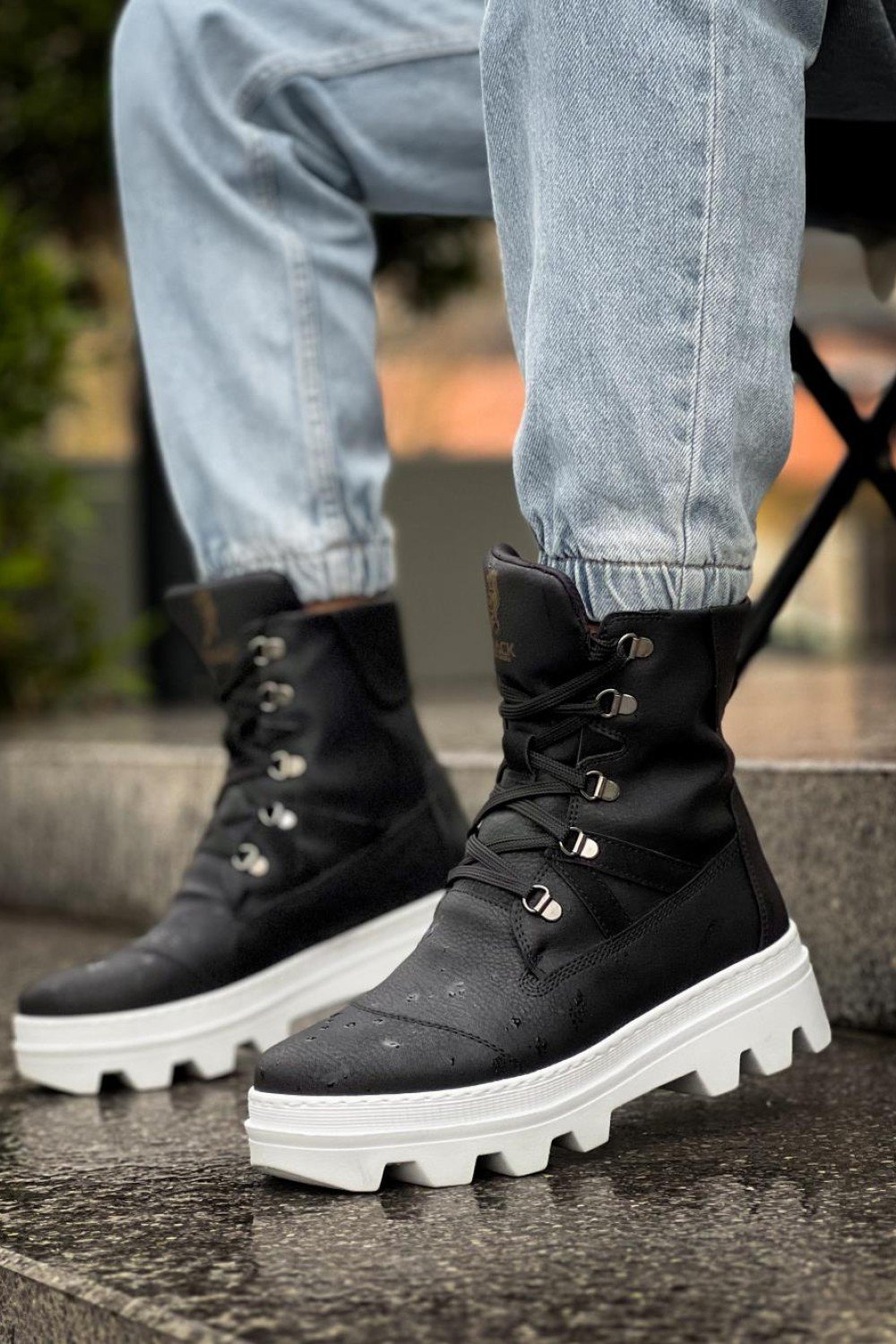 KN-B14 Knack Erkek Spor Bot Siyah (Beyaz Taban)