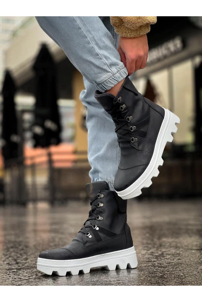 KN-B14 Knack Erkek Spor Bot Siyah (Beyaz Taban)