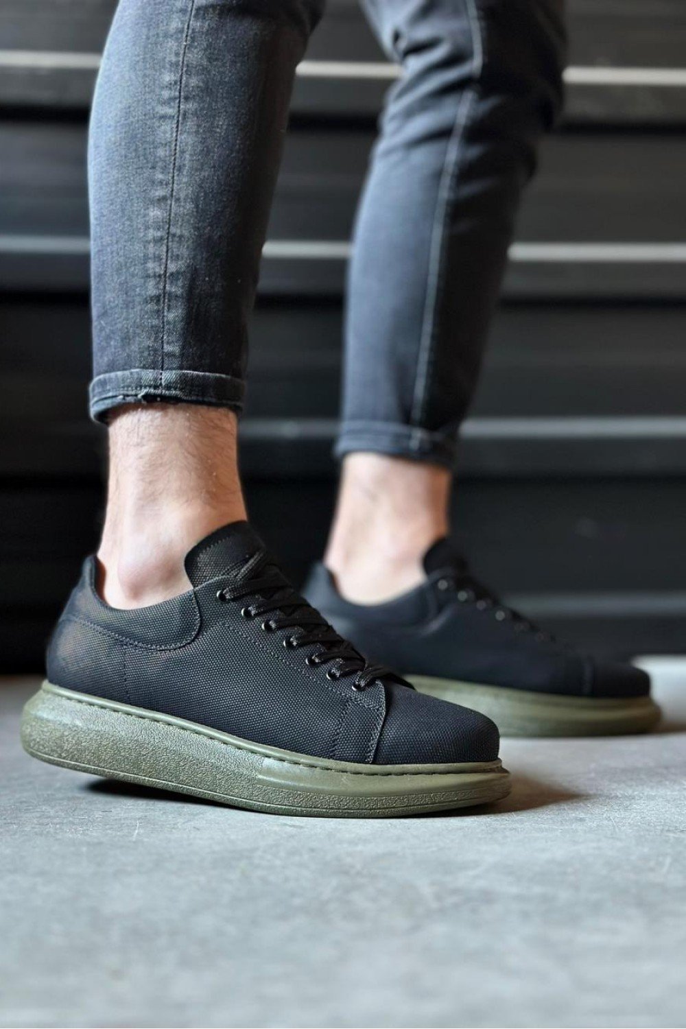 KN041 Knack Yüksek Taban Günlük Ayakkabı Tırtıklı Siyah