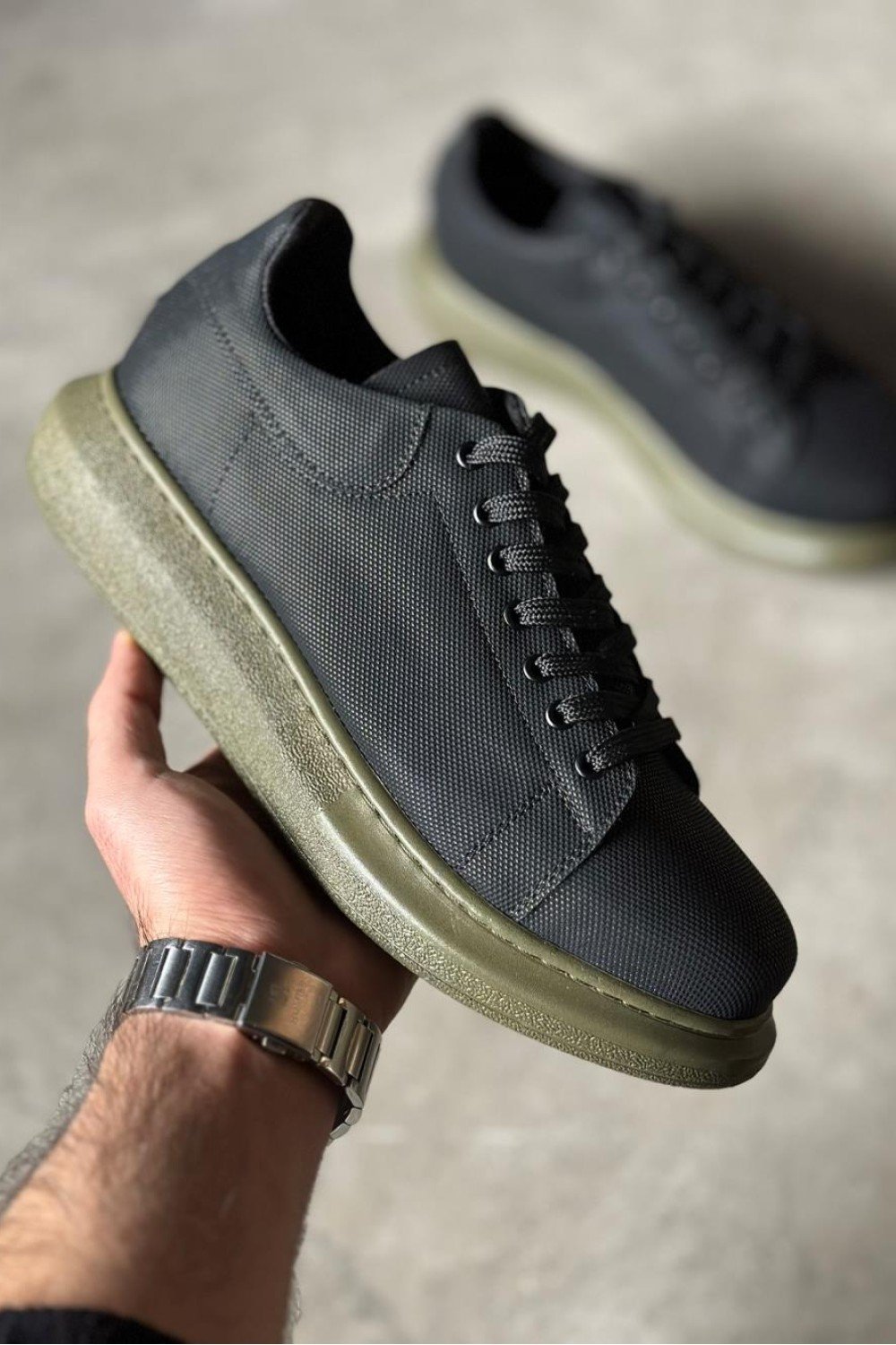 KN041 Knack Yüksek Taban Günlük Ayakkabı Tırtıklı Siyah