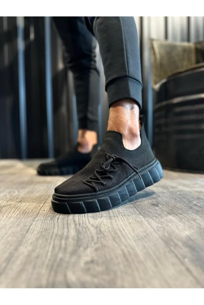 KN1025 Knack Yüksek Taban Günlük Ayakkabı Siyah (Siyah Taban)