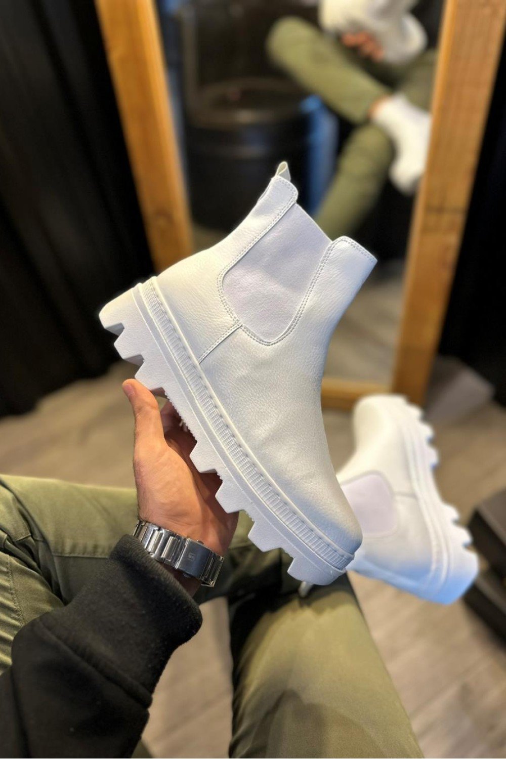 KN113 Knack Yüksek Taban Chelsea Bot Beyaz