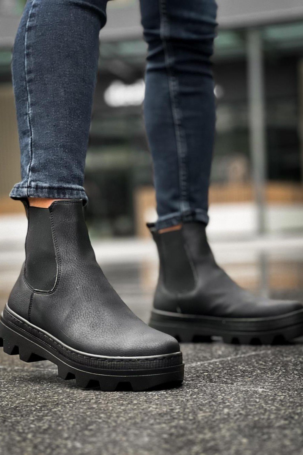 KN113 Knack Yüksek Taban Chelsea Bot Siyah (Siyah Taban)