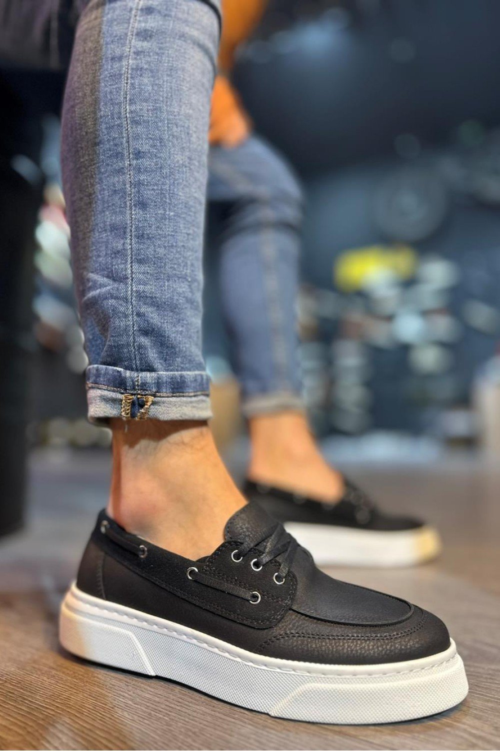 KN700 Knack Yüksek Taban Günlük Ayakkabı Siyah (Beyaz Taban) KN700 Knack Yüksek Taban Günlük Ayakkabı Siyah (Beyaz Taban)