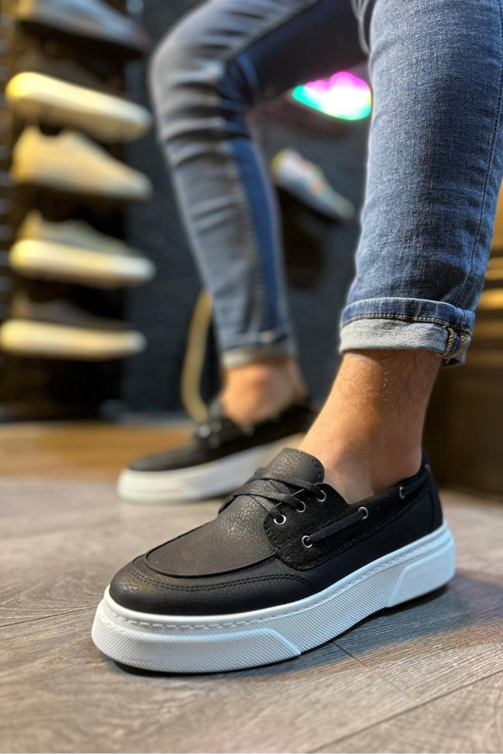 KN700 Knack Yüksek Taban Günlük Ayakkabı Siyah (Beyaz Taban) KN700 Knack Yüksek Taban Günlük Ayakkabı Siyah (Beyaz Taban)