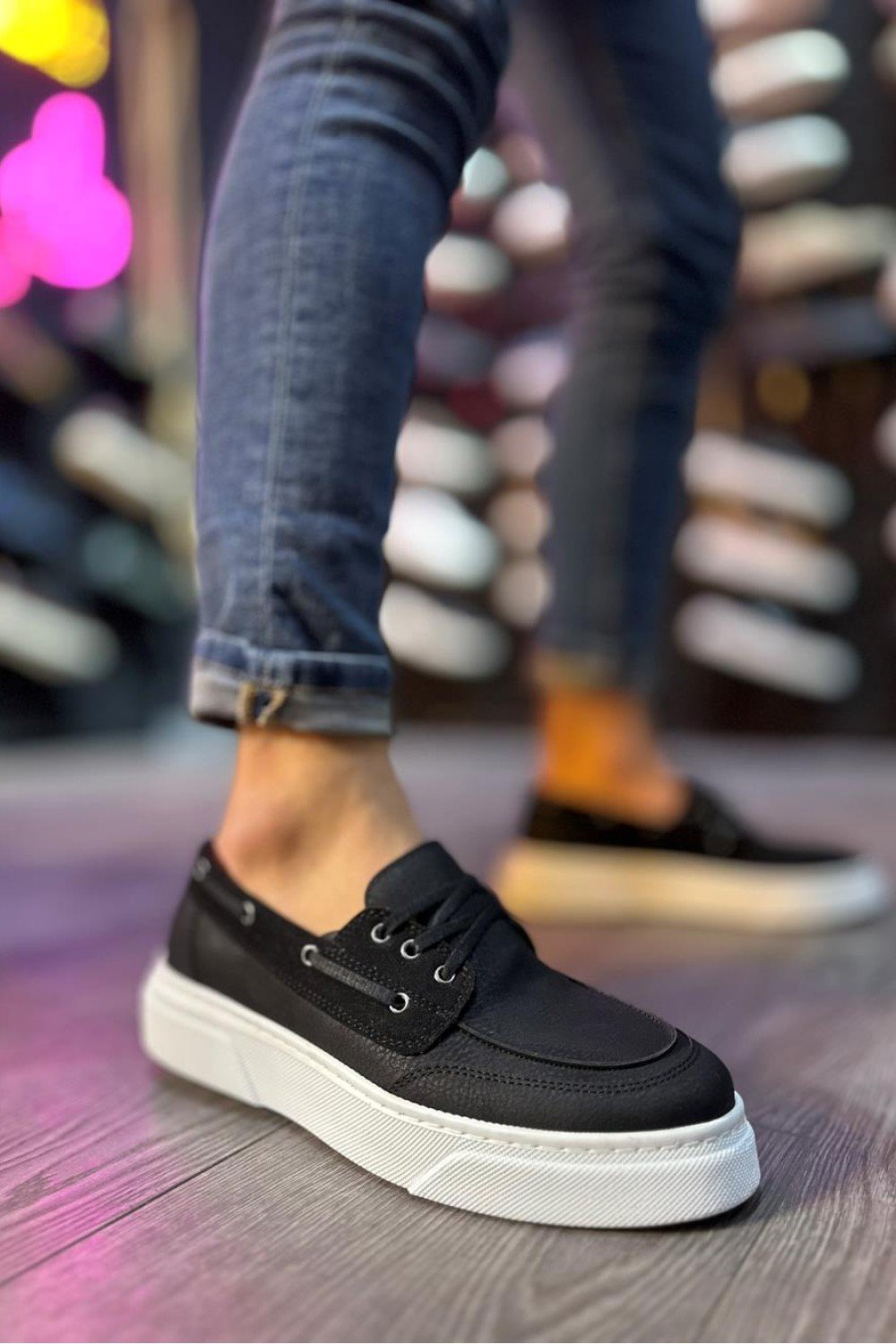 KN700 Knack Yüksek Taban Günlük Ayakkabı Siyah (Beyaz Taban) KN700 Knack Yüksek Taban Günlük Ayakkabı Siyah (Beyaz Taban)