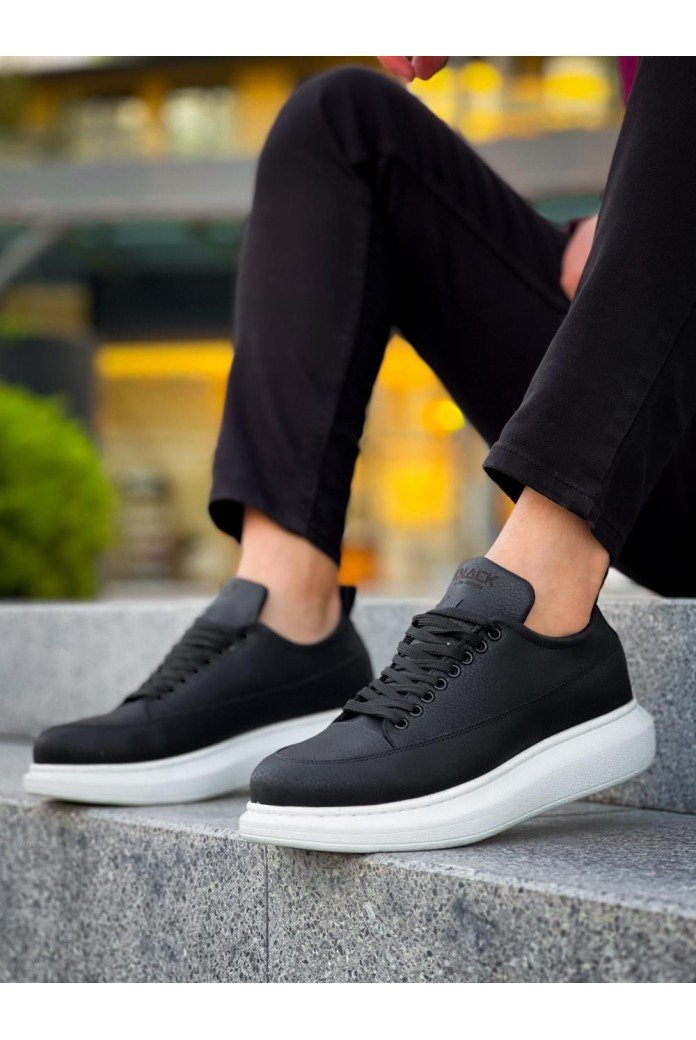 KN814 Knack Günlük Ayakkabı Siyah (Beyaz Taban)