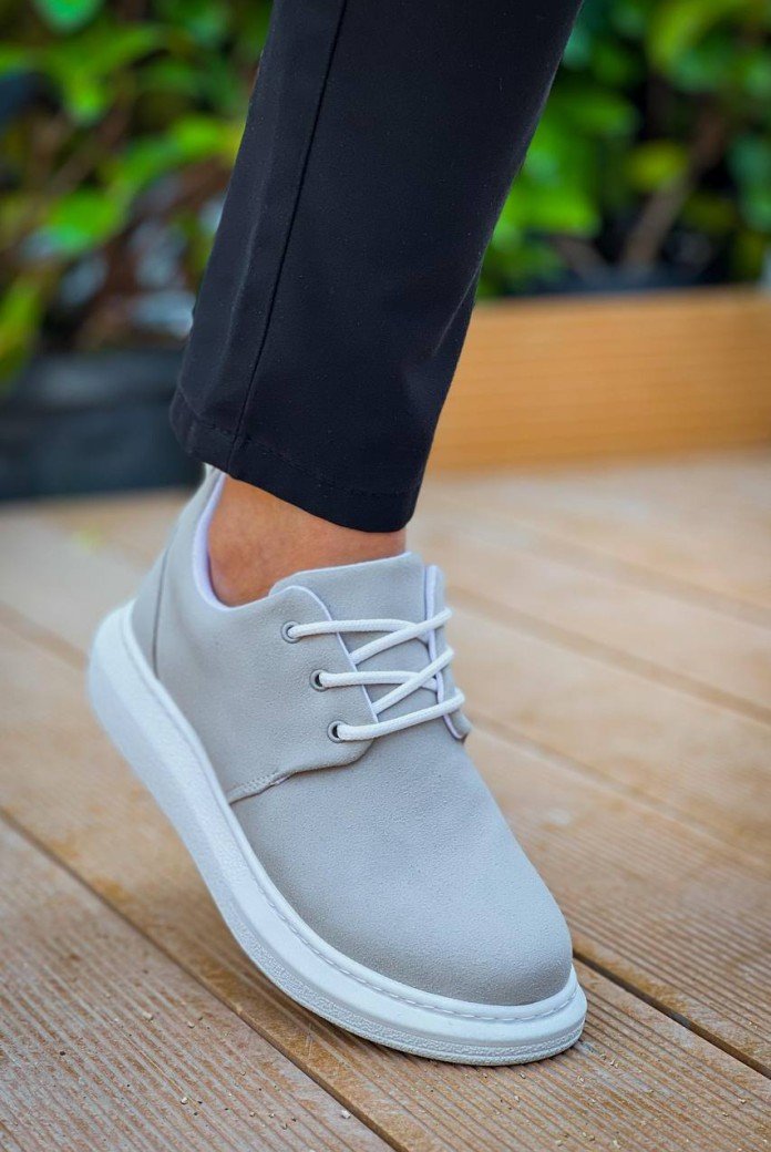 KB-003 Kuback Gri Süet Bağcıklı  Günlük Erkek Ayakkabı