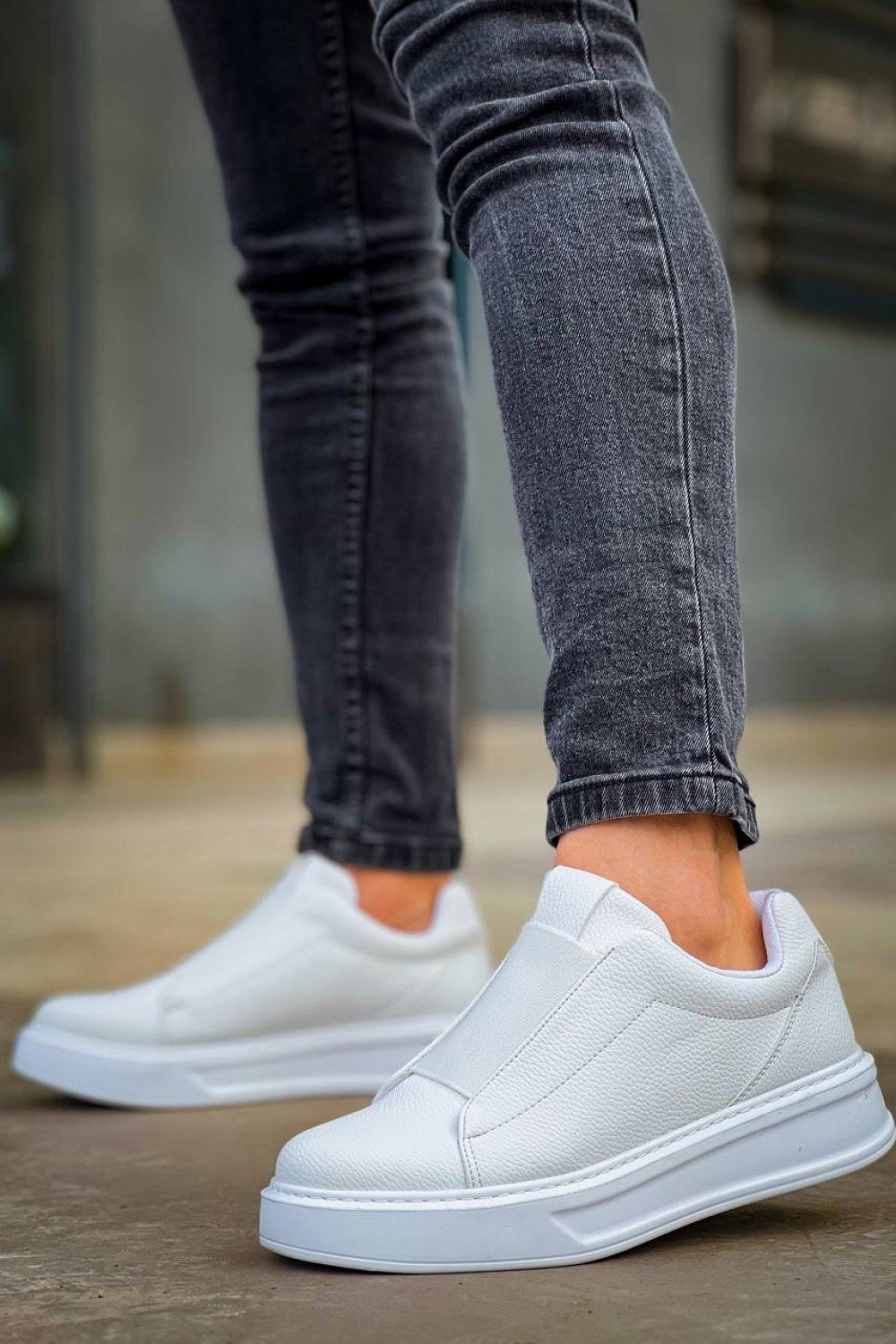 KB-007 Kuback Beyaz Yüksek Taban Tek Bant Bağcıksız Günlük Erkek Ayakkabı KB-007 Kuback Beyaz Yüksek Taban Tek Bant Bağcıksız Günlük Erkek Ayakkabı