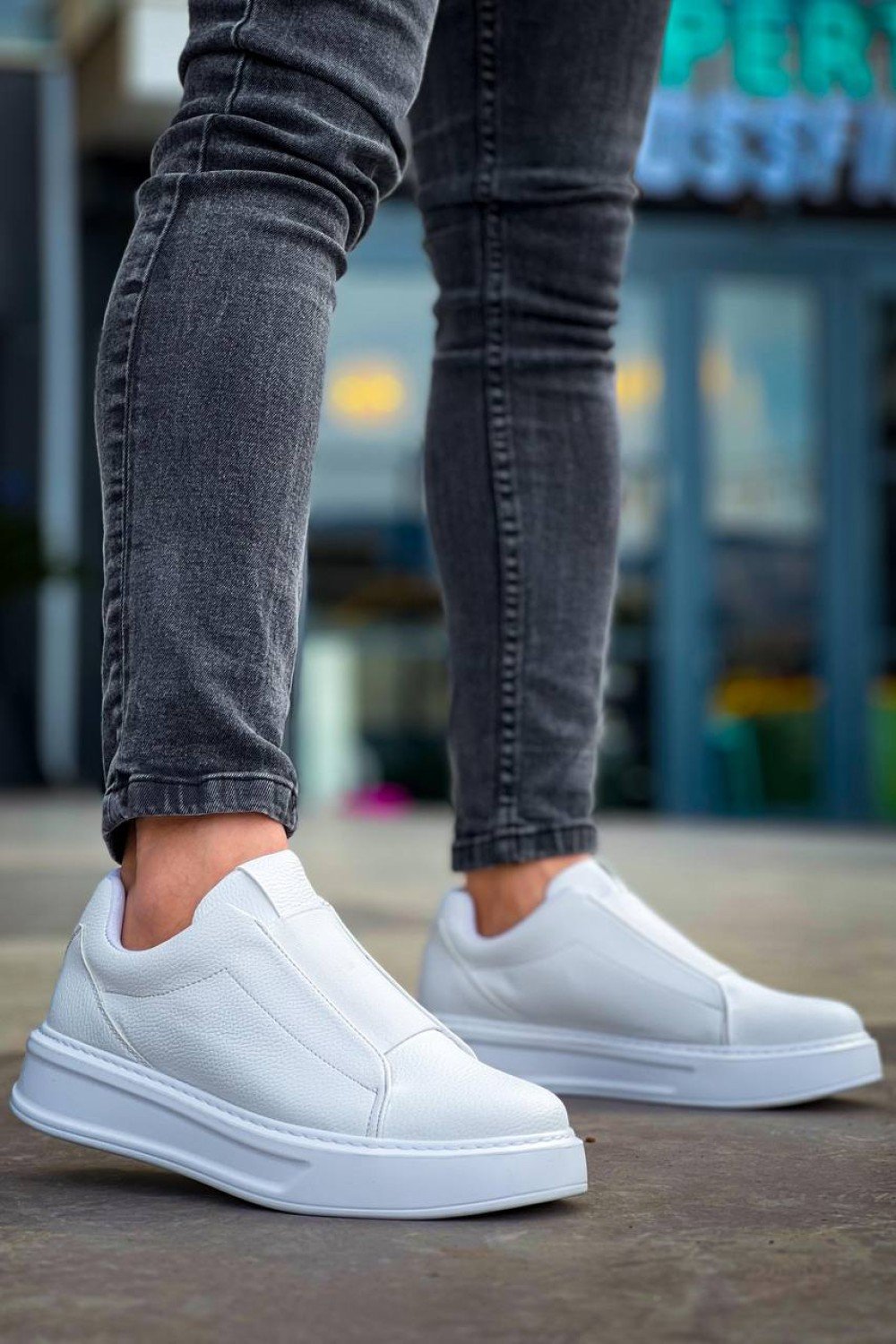 KB-007 Kuback Beyaz Yüksek Taban Tek Bant Bağcıksız Günlük Erkek Ayakkabı KB-007 Kuback Beyaz Yüksek Taban Tek Bant Bağcıksız Günlük Erkek Ayakkabı