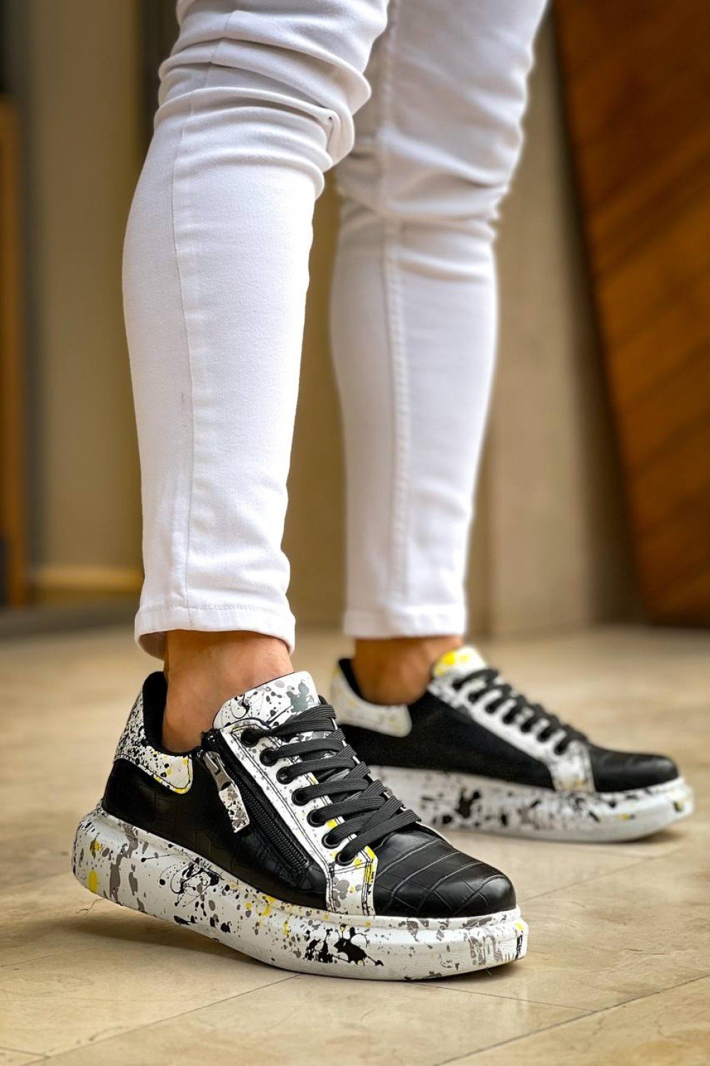 KB-02 Kuback Bağcıklı Crocodile Siyah Sarı Günlük Erkek Ayakkabı KB-02 Kuback Bağcıklı Crocodile Siyah Sarı Günlük Erkek Ayakkabı