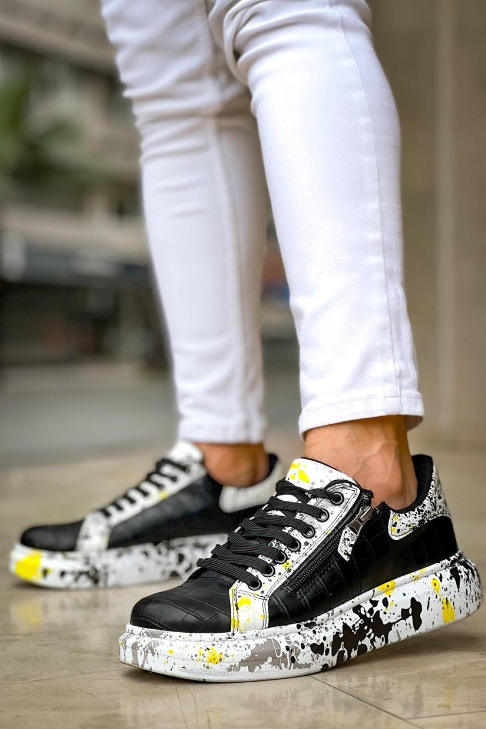 KB-02 Kuback Bağcıklı Crocodile Siyah Sarı Günlük Erkek Ayakkabı KB-02 Kuback Bağcıklı Crocodile Siyah Sarı Günlük Erkek Ayakkabı