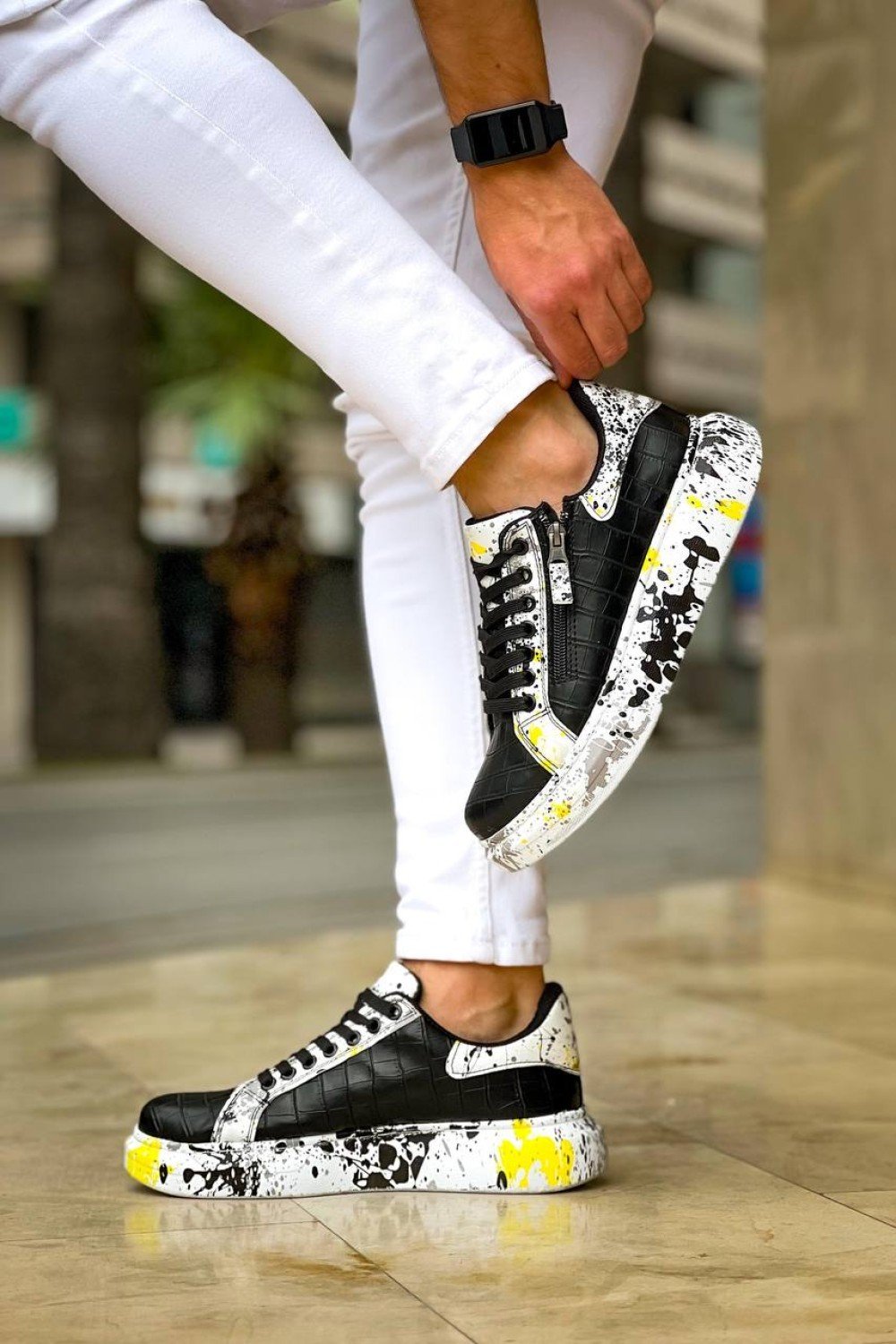 KB-02 Kuback Bağcıklı Crocodile Siyah Sarı Günlük Erkek Ayakkabı KB-02 Kuback Bağcıklı Crocodile Siyah Sarı Günlük Erkek Ayakkabı