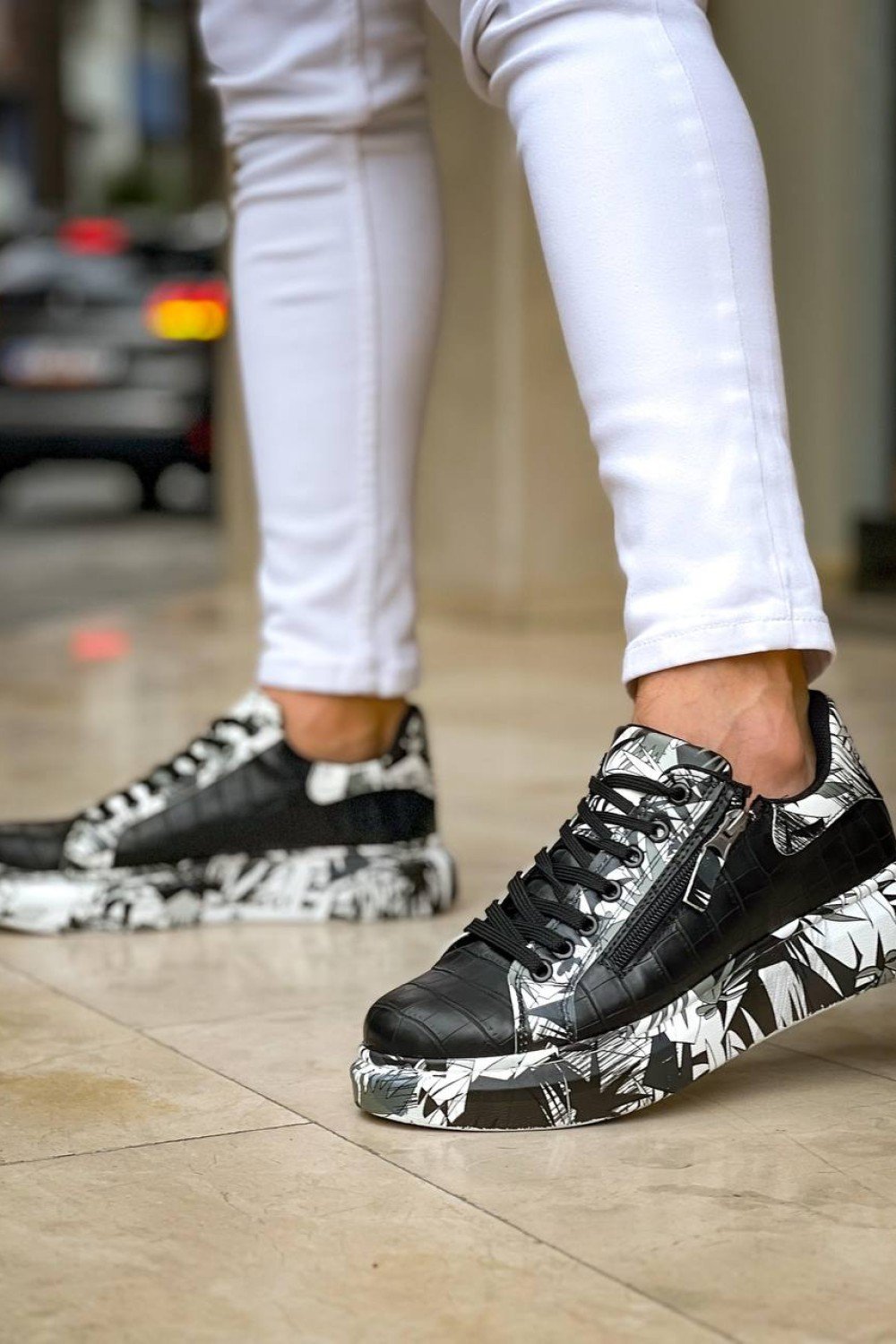 KB-02  Kuback Bağcıklı Crocodile Siyah Siyah Günlük Erkek Ayakkabı