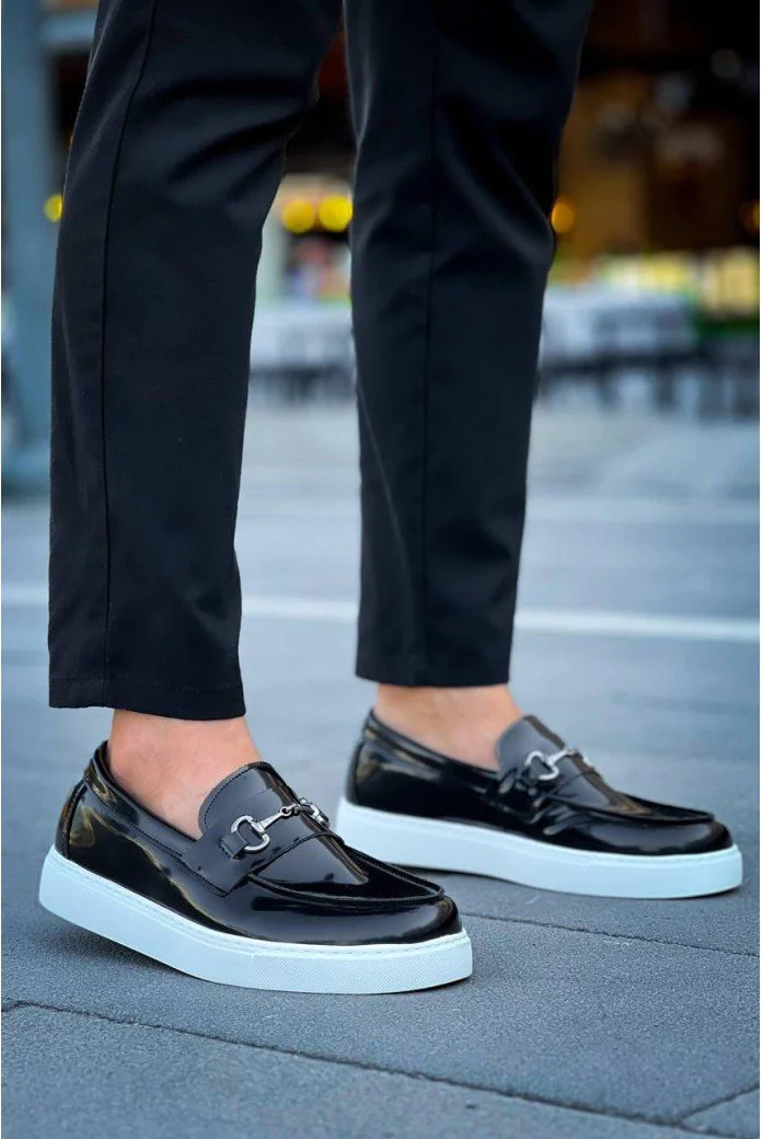 KB-027  Kuback Bağcıksız Siyah Rugan G Günlük Erkek Ayakkabı