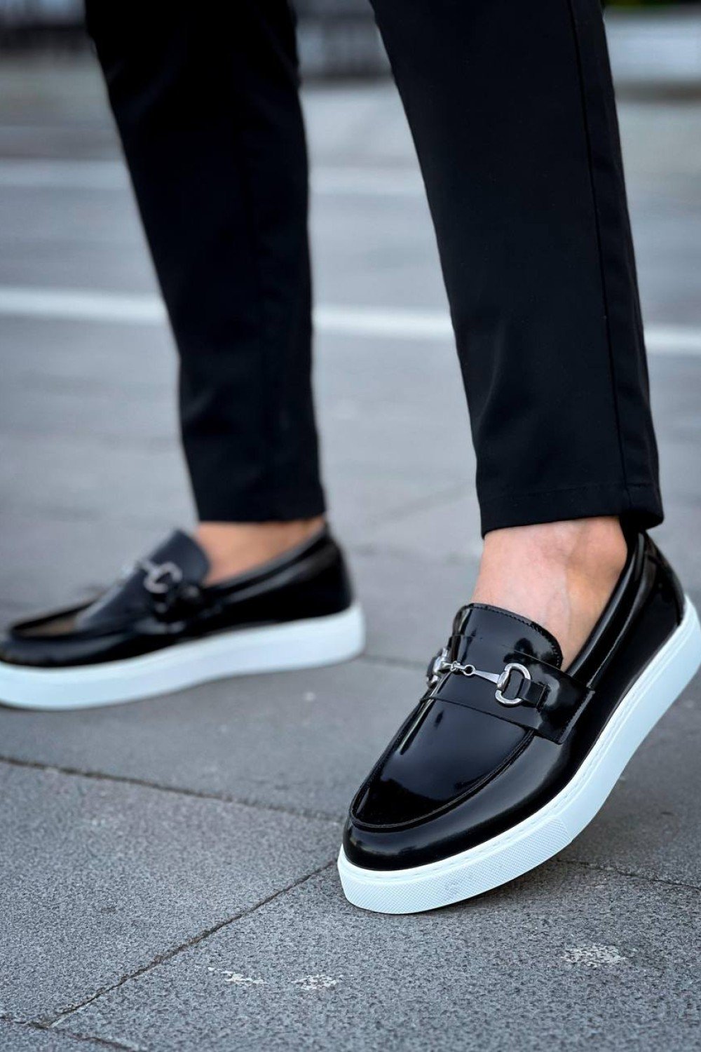 KB-027  Kuback Bağcıksız Siyah Rugan G Günlük Erkek Ayakkabı