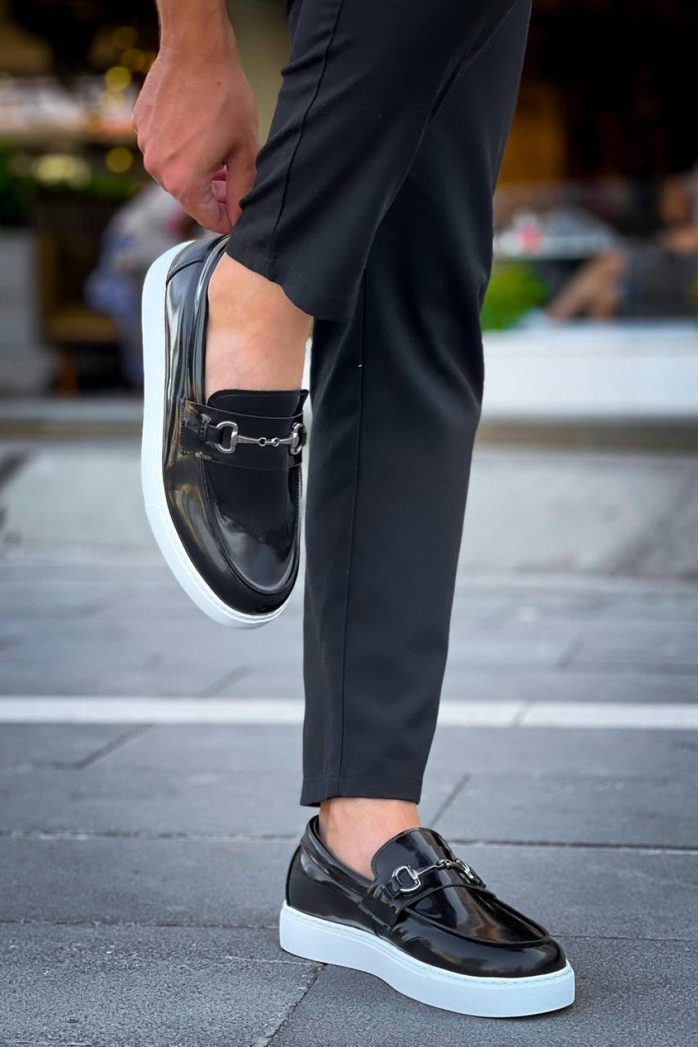 KB-027  Kuback Bağcıksız Siyah Rugan G Günlük Erkek Ayakkabı