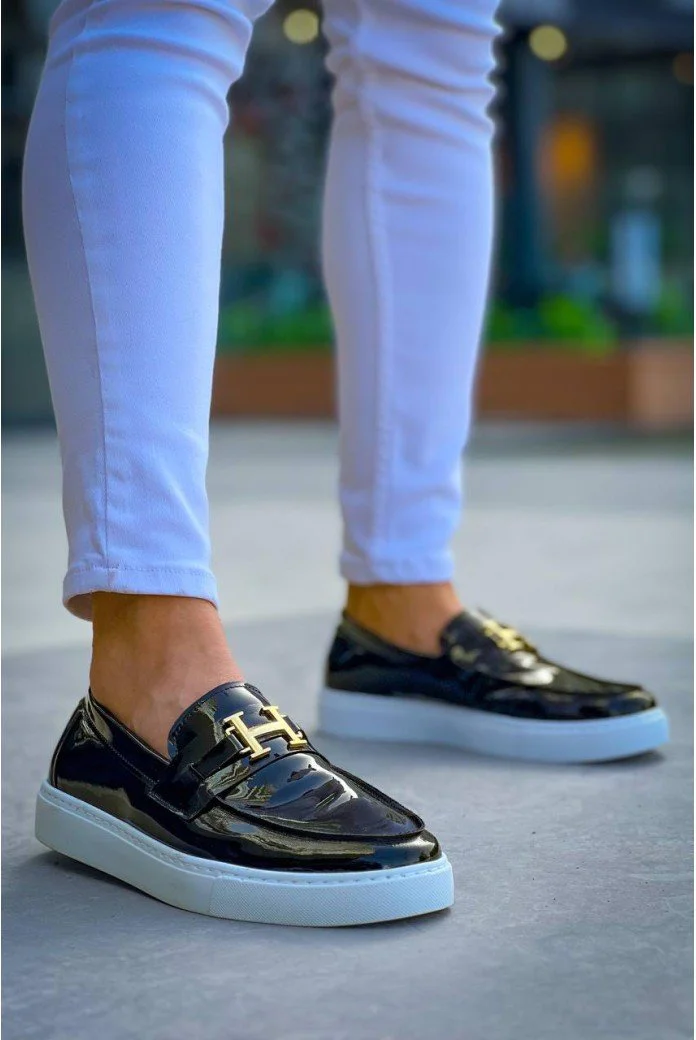 KB-027  Kuback Bağcıksız Siyah Rugan H Günlük Erkek Ayakkabı