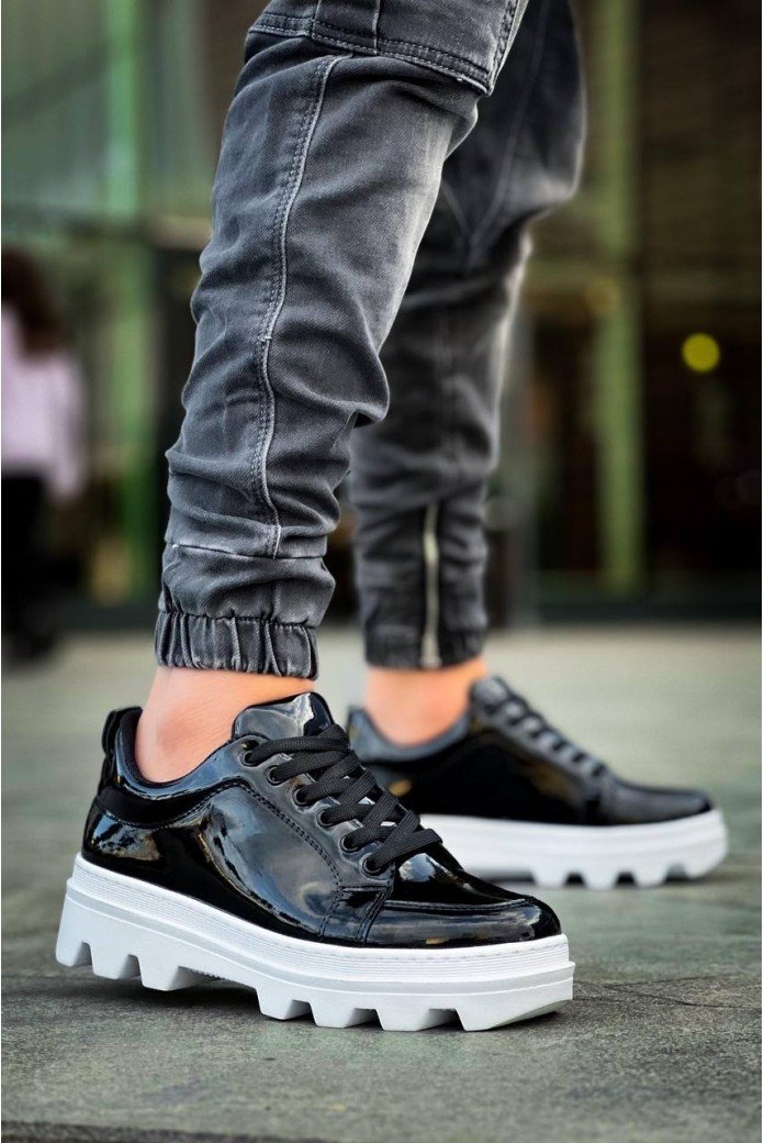 KB-056 Kuback Siyah Rugan Beyaz Yüksek Taban Günlük Spor Ayakkabı