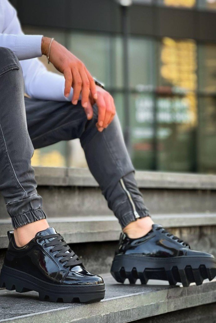 KB-056 Kuback Siyah Rugan Siyah Yüksek Taban Günlük Spor Ayakkabı