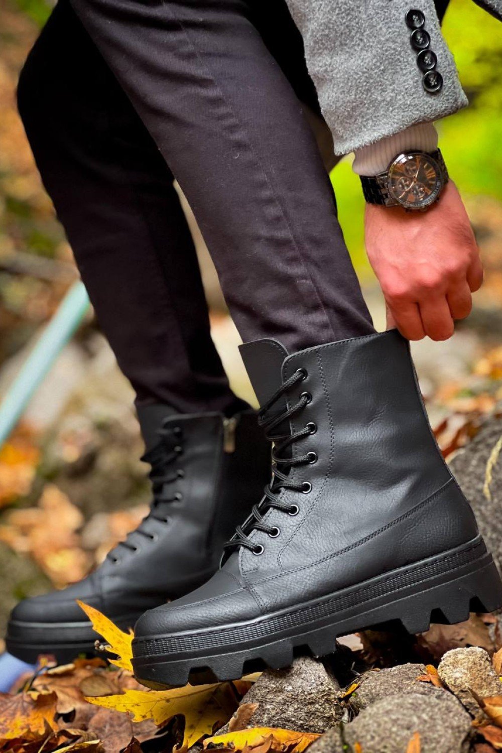 KB-0993 Kuback Siyah Cilt Siyah Yüksek Taban Postal Bot