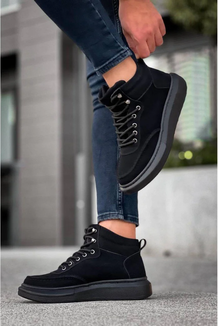 KB-0994  Kuback Siyah Süet Siyah Yüksek Taban  Erkek Bilek Bot