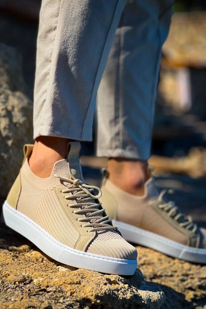 KB-112   Kuback Bej Triko Bağcıklı  Günlük Erkek  Ayakkabı