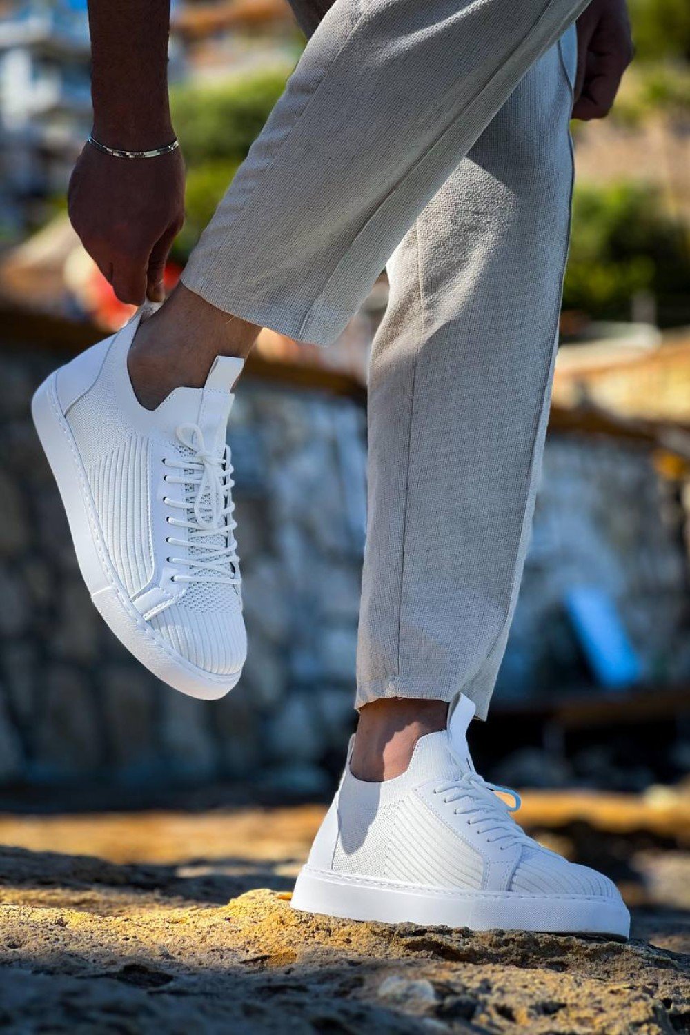 KB-112   Kuback Beyaz Triko Bağcıklı  Günlük Erkek  Ayakkabı