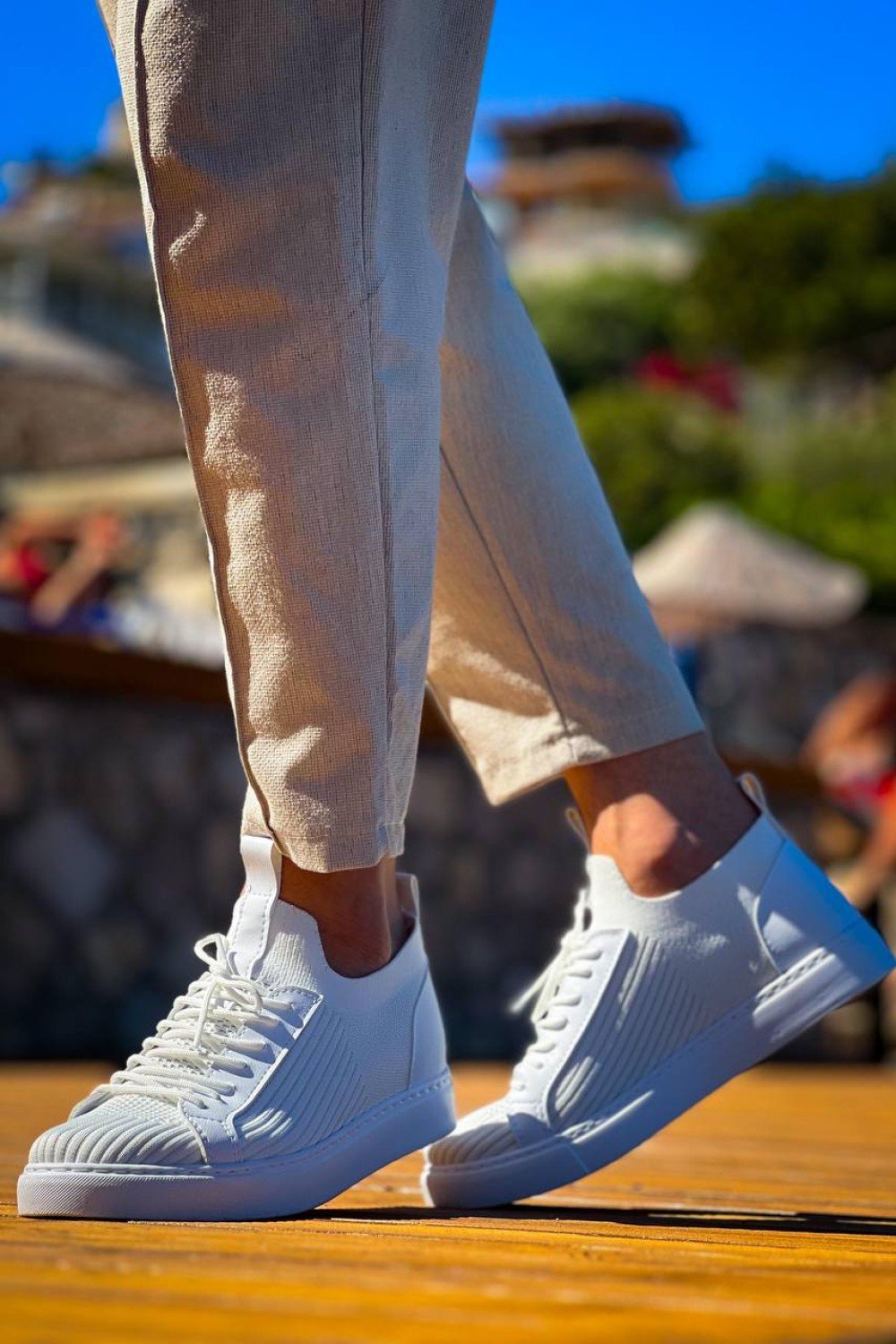 KB-112   Kuback Beyaz Triko Bağcıklı  Günlük Erkek  Ayakkabı