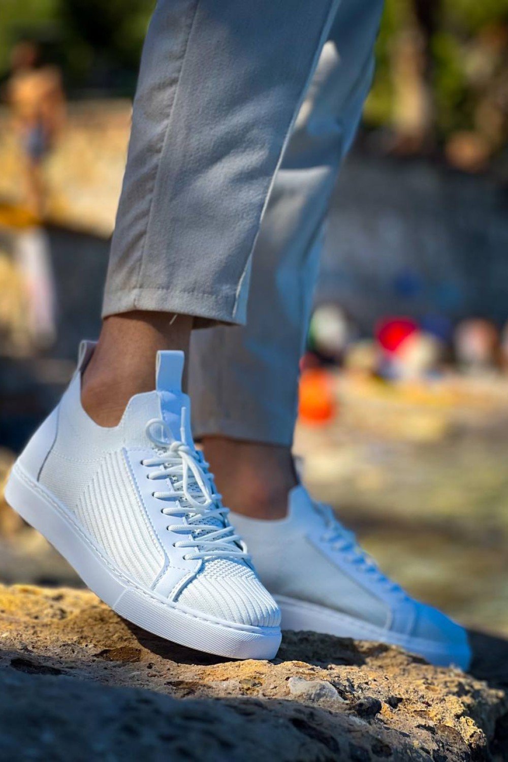 KB-112   Kuback Beyaz Triko Bağcıklı  Günlük Erkek  Ayakkabı