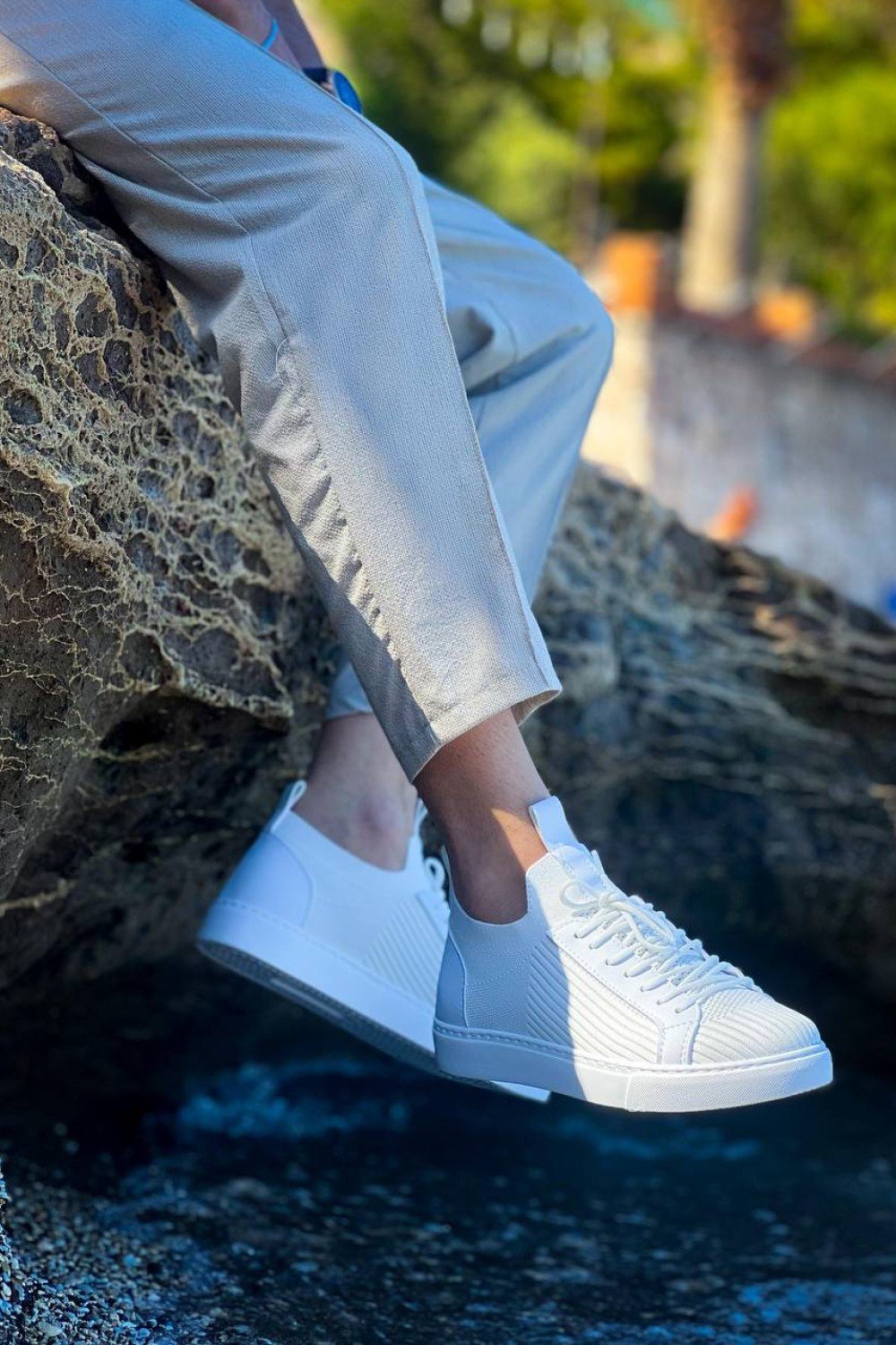 KB-112   Kuback Beyaz Triko Bağcıklı  Günlük Erkek  Ayakkabı