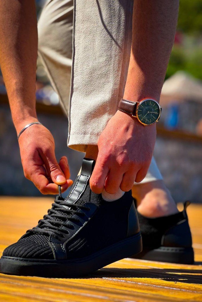 KB-112  Kuback Siyah Siyah TabanTriko Bağcıklı  Günlük Erkek  Ayakkabı