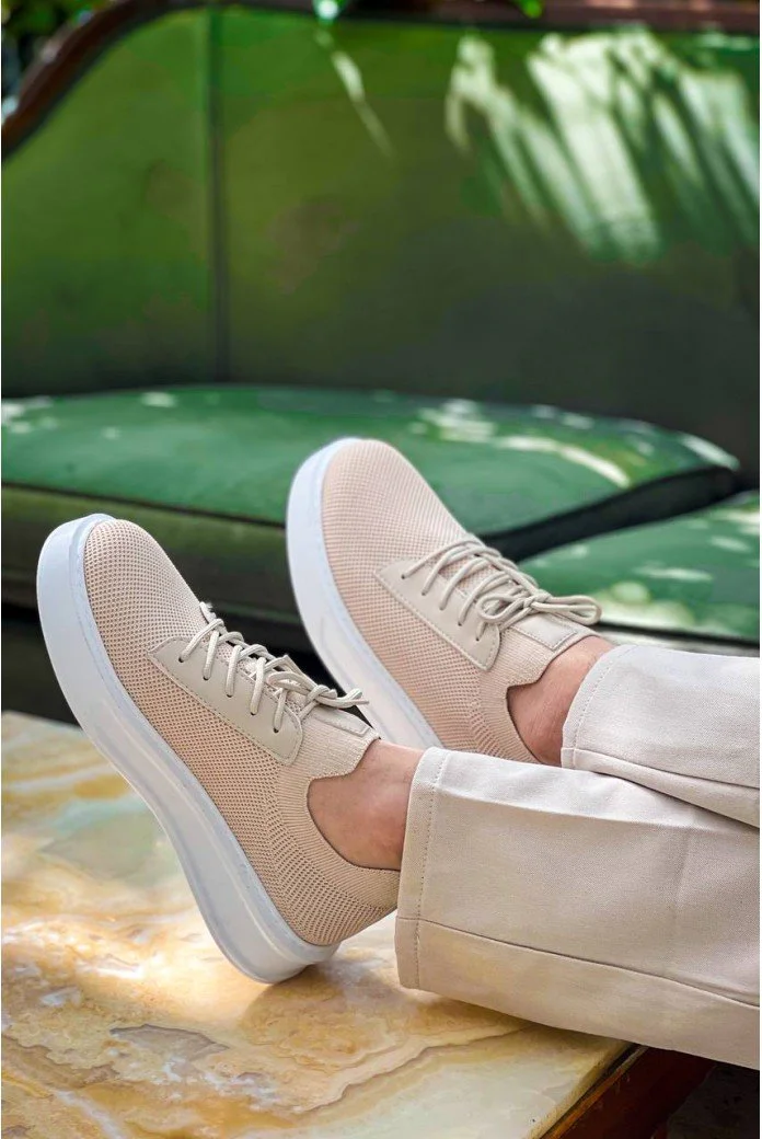 KB-116 Kuback Bej Bağcıklı Triko Günlük Erkek Ayakkabı