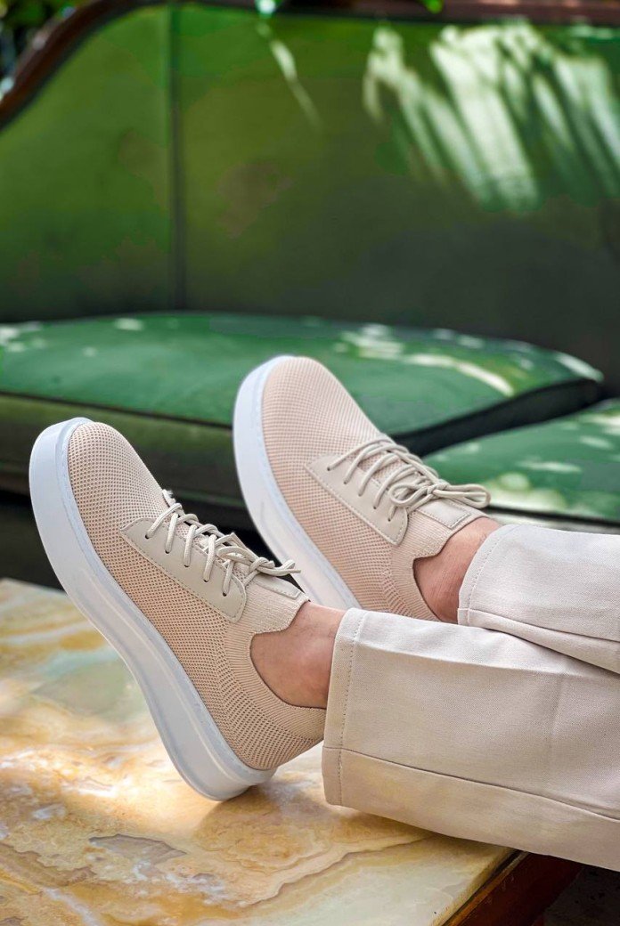 KB-116 Kuback Bej Bağcıklı Triko Günlük Erkek Ayakkabı