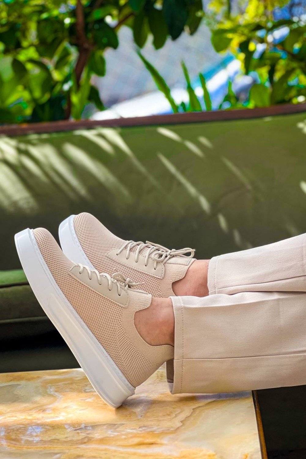 KB-116 Kuback Bej Bağcıklı Triko Günlük Erkek Ayakkabı