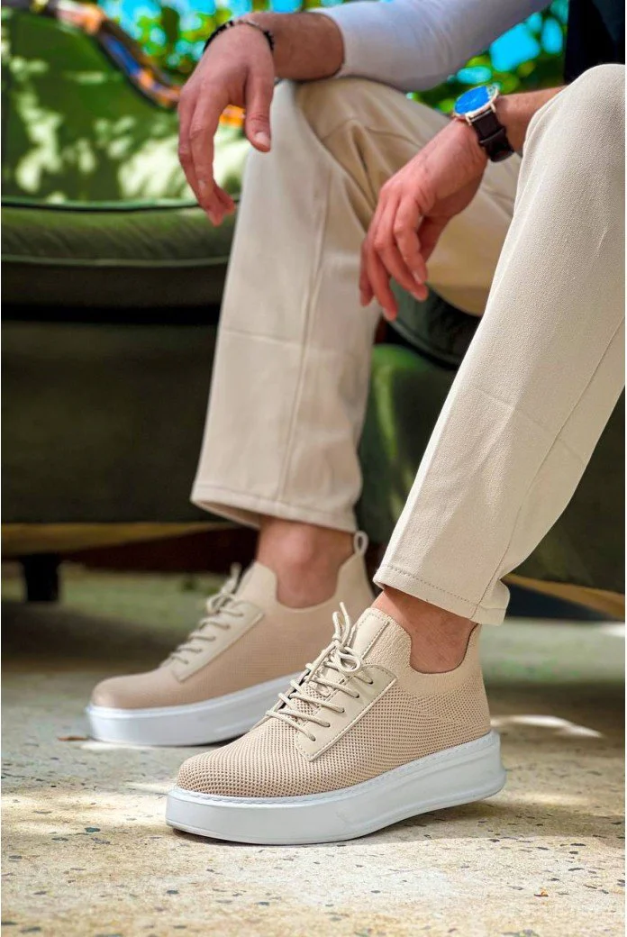 KB-116 Kuback Bej Bağcıklı Triko Günlük Erkek Ayakkabı