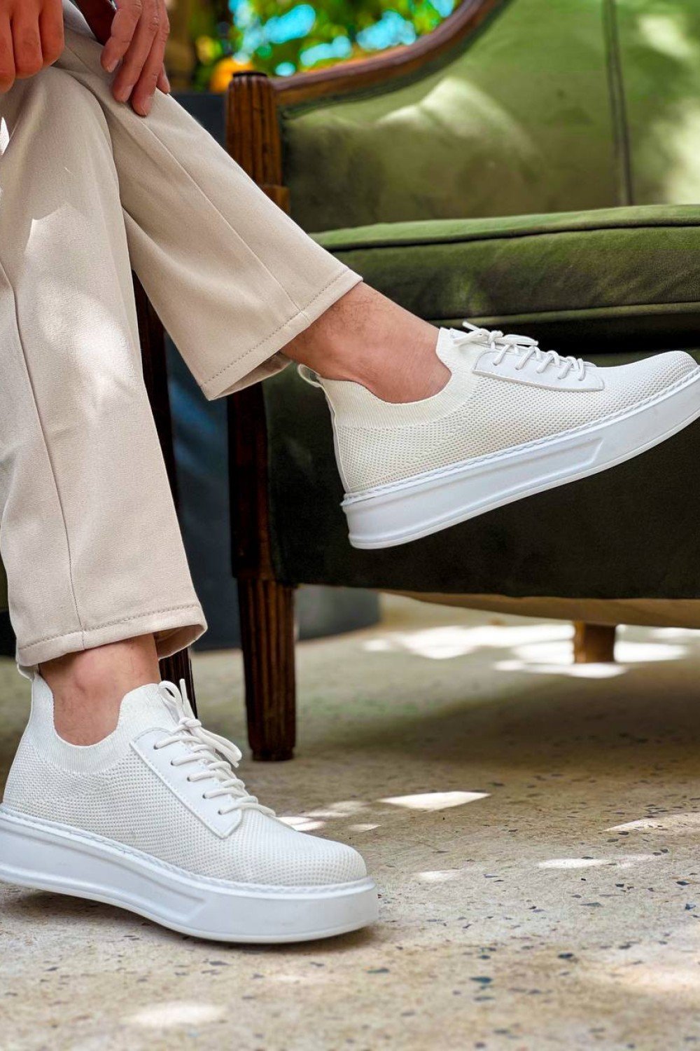 KB-116 Kuback Beyaz Bağcıklı Triko Günlük Erkek Ayakkabı